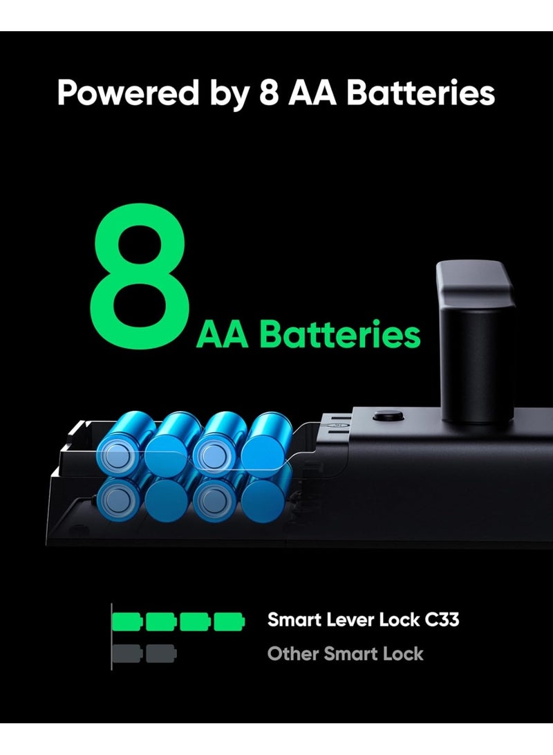 eufy Security Smart Lever Lock C33, Keyless Fingerprint Door Lock with Lever, Integrated Wi-Fi, Remote Control via App, Biometric Entry Knob, Auto-Locking, IP53 Waterproof, Nickel (2025 New Version) - Image 3